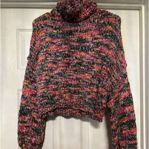Cute multi color cropped turtleneck sweater